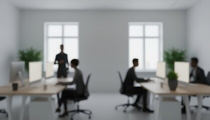 Modern workspace with figures suggests collaborative development and process optimization. Theme aligns with corporate agility trend and structured team effort