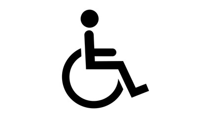 Black wheelchair symbol representing accessibility and disability services for people with physical impairments, isolated on