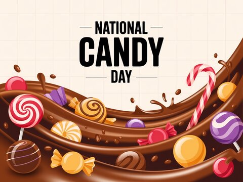 Celebrate national candy day with a delicious assortment of sweet treats and chocolate waves - Powered by Adobe