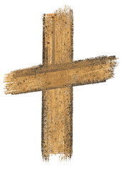 An abstract wooden cross isolated on white background