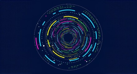 Modern technology background with vibrant circular data streams and neon accents, perfect for presentations, websites, and futuristic designs, creating impact