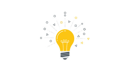 Creative lightbulb shining with colorful geometric shapes, symbolizing innovation and bright ideas for business solutions and modern design projects