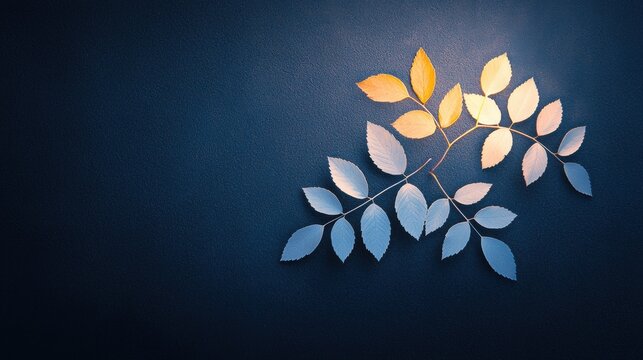 A cluster of leaves illuminated by a light source.