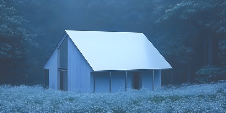 Beautiful serene cabin nestled in a mystical misty forest. - Powered by Adobe