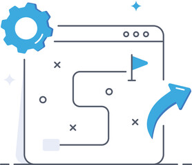 Business strategy planning with arrow and setting flat vector illustration
