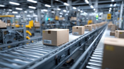 Automated Packaging Process in Industrial Factory Setting