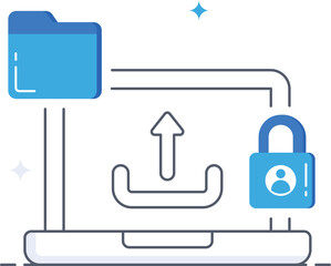 File upload to secured cloud business folder flat vector illustration