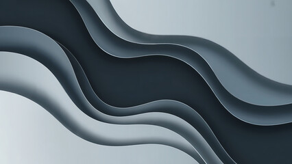 Layered abstract background with sleek wavy charcoal and silver shapes
