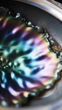 Close up of an abalone shell showing its iridescent inner surface