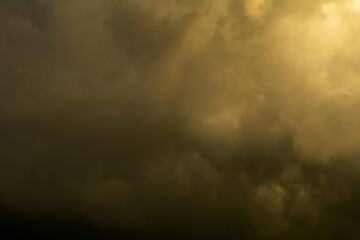 Golden sky, natural phenomena, storms and weather in the rainy season and changes in weather conditions