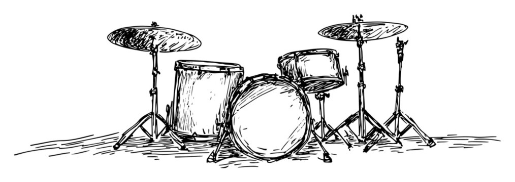 sketched drum kit percussion instrument illustration