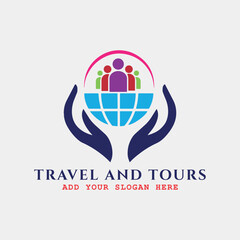 summer holidays traveling and tourism agency logo design vector