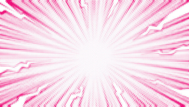 Vibrant pink radial burst with energetic light rays and glowing starburst center, dynamic comic style explosion effect creating bright abstract background for impactful graphic design