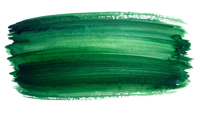 Emerald Green Watercolor Brush Stroke Isolated on Transparent Background with Vivid Pigment Rich Texture for Artistic Design or Creative Graphic Overlays Abstract Expression