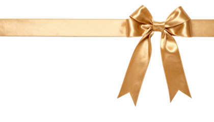 Bright Gold Bow And Ribbon for Decoration and Presents with Transparent Background Decorative Premium Element For Joyful Festive Time Celebration 200