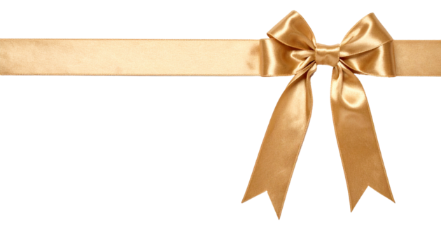 Bright Gold Bow And Ribbon for Decoration and Presents with Transparent Background Decorative Premium Element For Joyful Festive Time Celebration 200