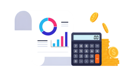 Calculator and charts symbolizing financial growth and planning