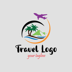summer holidays traveling and tourism agency logo design vector