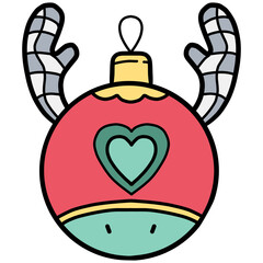 Obraz premium christmas ball Festive ornament with antlers and a heart design.