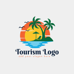 summer holidays traveling and tourism agency logo design vector