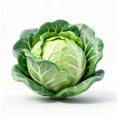 Fototapeta premium Cabbage 3D icon illustration isolated on a white background, symbolizing fresh healthy vegetables, nutritious organic food, and cooking ingredients