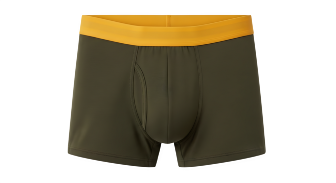 Comfortable and stylish boxer briefs in olive green with a contrasting yellow waistband, perfect for everyday wear.
