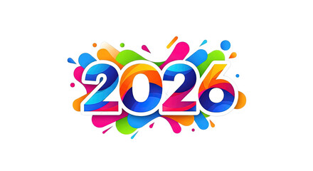 Dynamic 2026 year design with vibrant paint splash background