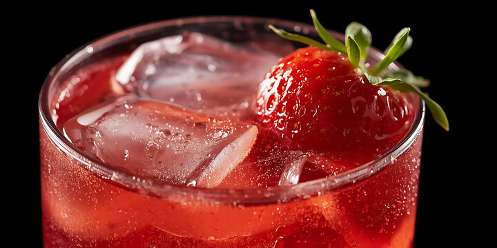 Vibrant Red Strawberry Cocktail with Fresh Strawberry