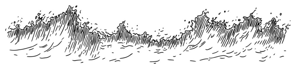 ocean waves hand drawn illustration © Kaz