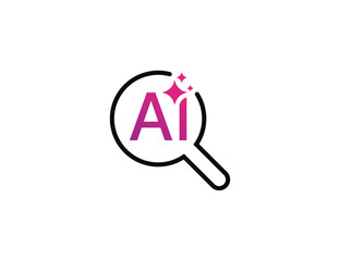 Ai search logo. artificial intelligence with magnifying glass icon symbol sign Design Element. Vector illustration template