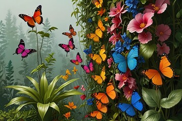 flowers and butterflies