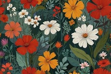 seamless floral background with flowers