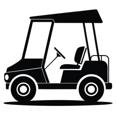 golf cart black and white silhouette on white background