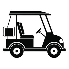 golf cart black and white silhouette on white background