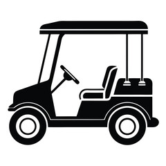 golf cart black and white silhouette on white background