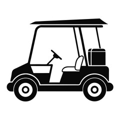 golf cart black and white silhouette on white background