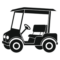 golf cart black and white silhouette on white background