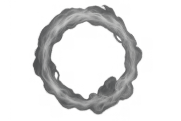 Smoke ring forming abstract cloud effect, swirling vapor design element with transparent background