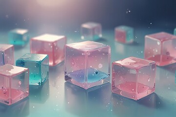 ice cubes on a black background