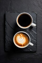 Black Coffee with Perfect Cream and Dark Slate Coaster