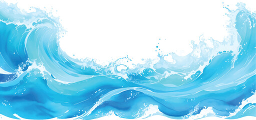 Clean, fresh blue water wave and splash vector illustration for an ocean or sea backdrop design © FSompa