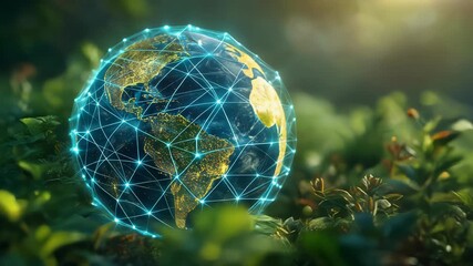 Innovative digital globe design representing global connectivity and environmental awareness - Powered by Adobe