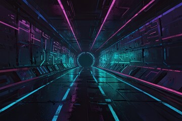 blue tunnel with light