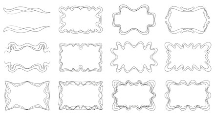 Collection of hand drawn doodle frames and dividers isolated on for design element