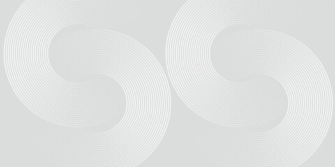 White geometric abstract background overlapping layers on bright space with line effect decoration. Circle style concept