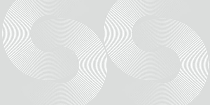 White geometric abstract background overlapping layers on bright space with line effect decoration. Circle style concept