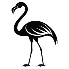 Obraz premium flamingo bird black and white silhouette on white background