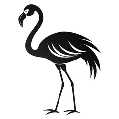 Obraz premium flamingo bird black and white silhouette on white background