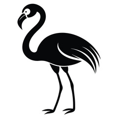 Obraz premium flamingo bird black and white silhouette on white background