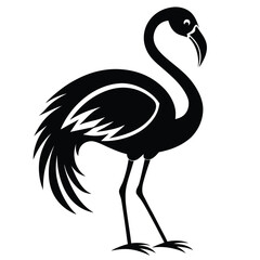 Obraz premium flamingo bird black and white silhouette on white background